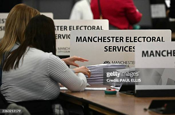 Votes are counted after polling for the Gorton and Denton By-election closed, at the count and declaration event at Manchester Central Convention...