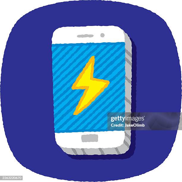 smartphone lightning bolt doodle 4 - phone flash light stock illustrations