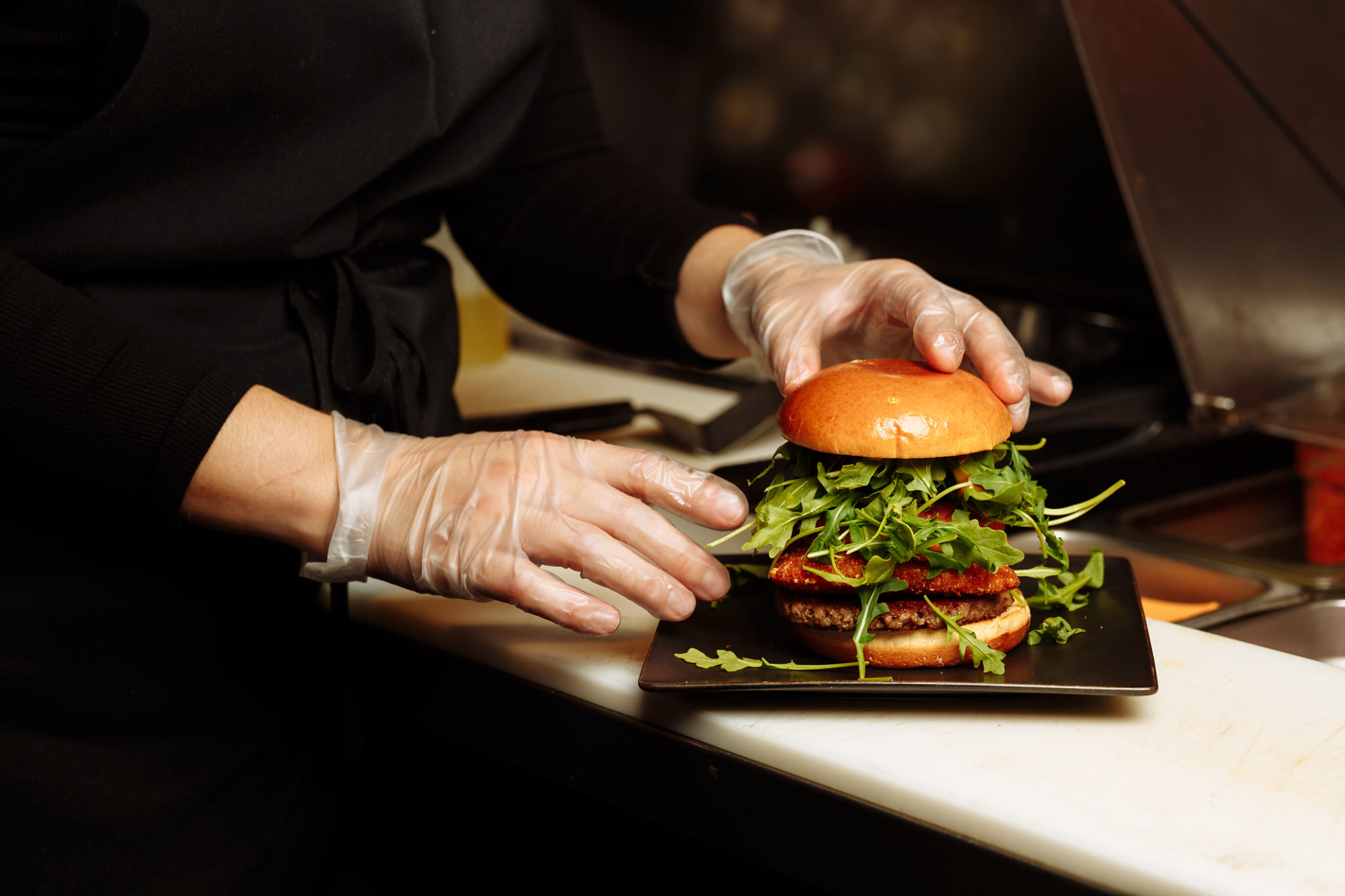 chef crafting burger