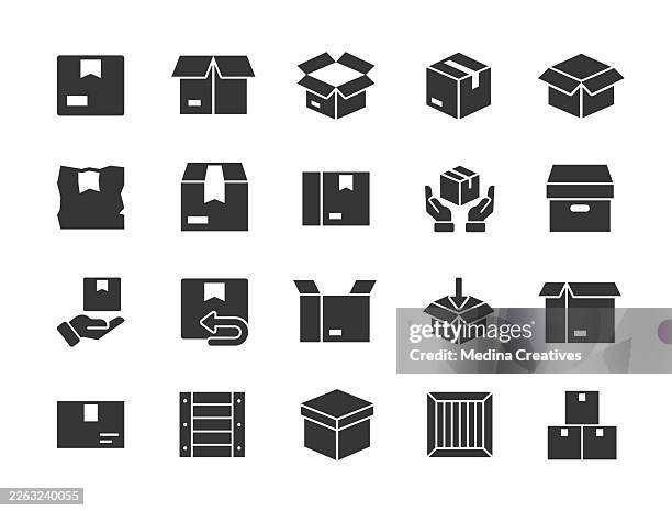 package box icons - glyph solid series icon - returning gift stock illustrations