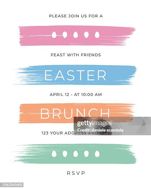 easter dinner invitation template with stripes. - easter dinner stock illustrations