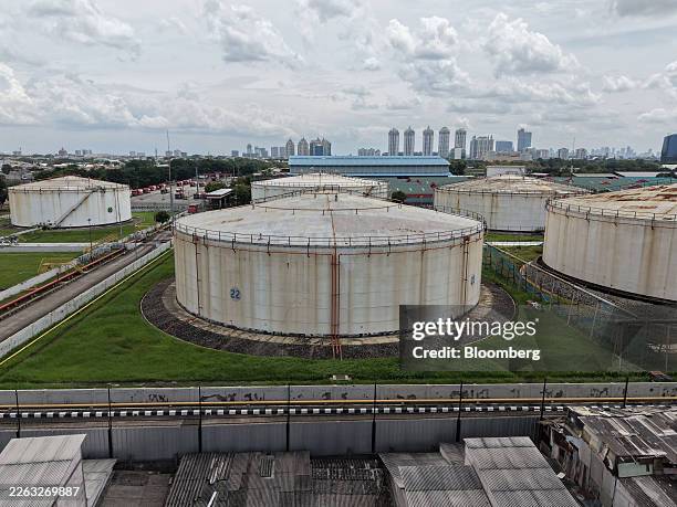 Fuel storage tanks at a PT Pertamina depot at Pelumpang in Jakarta, Indonesia, on Wednesday, Feb. 25, 2026. Oil steadied after the US and Iran agreed...