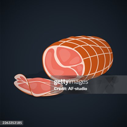 Ham Roll Flat Vector Icon on Dark Background Ham Roll Flat Vector Icon on Dark Background