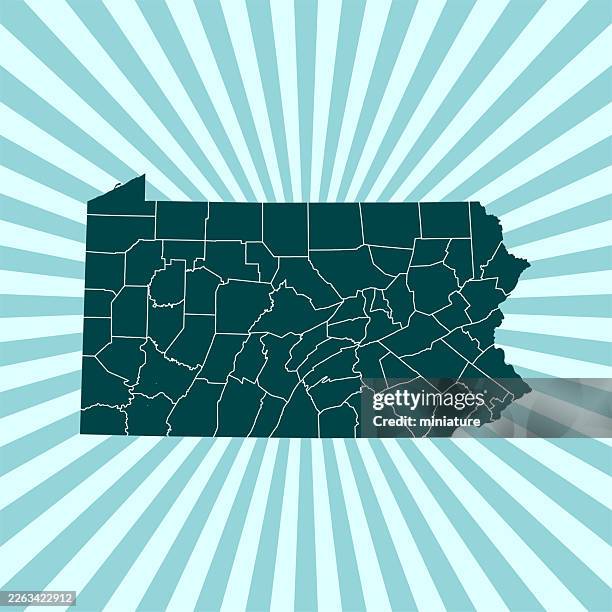 pennsylvania map - sunshine state stock illustrations