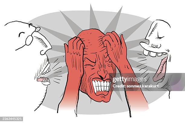 the man caught between two sides - ice breaker stock illustrations