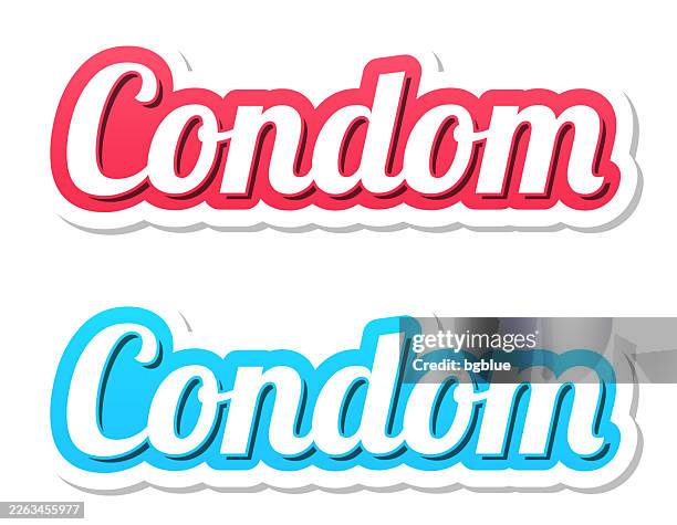 condom - 3d text in red and blue on white background - condom stock illustrations