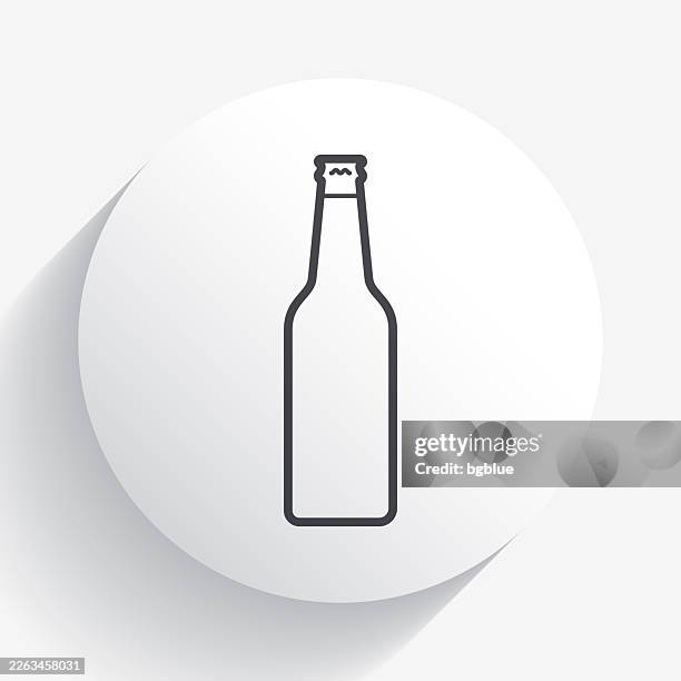 beer bottle. icon on circle button with long shadow - cider stock illustrations