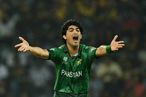 Pakistan's Naseem Shah reacts during the 2026 ICC Men's T20 Cricket World Cup Super Eights match between Sri Lanka and Pakistan at the Pallekele...