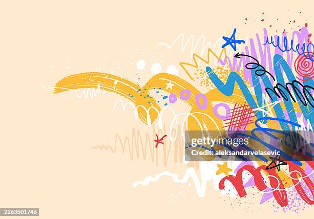 colorful abstract scribble background - funky stock illustrations