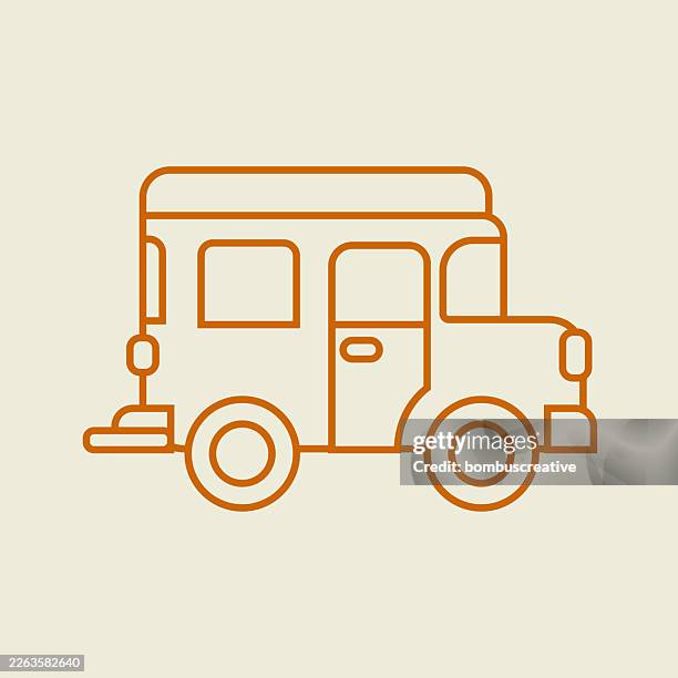 caravan vector line icon - wonderlust stock illustrations