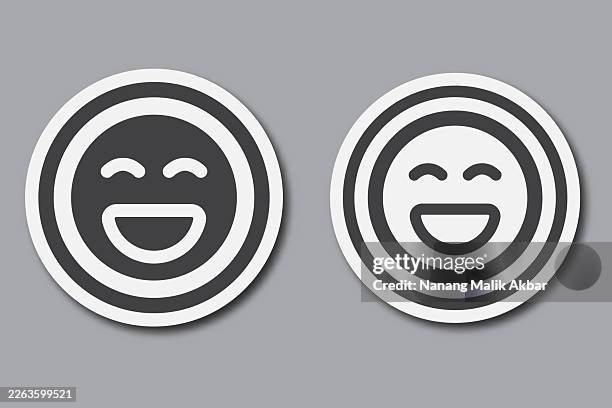 happy sticker icon set - smiling faces collage stock illustrations