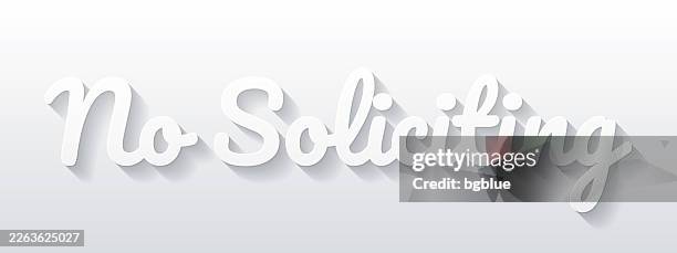 no soliciting - flat design with paper cut effect on blank background - request stock illustrations