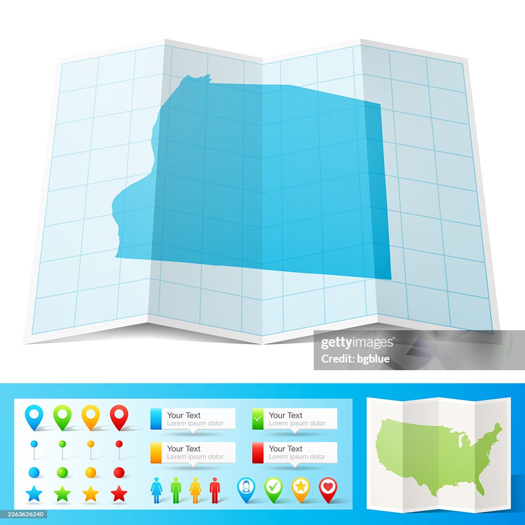 Ohio County, West Virginia Map with location pins on white Background