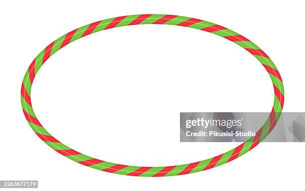 oval red and green candy cane christmas frame with copy space - mint leaf simple stock illustrations