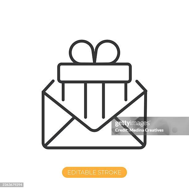 gift envelope icon. editable stroke thin line icon - gift card envelope stock illustrations
