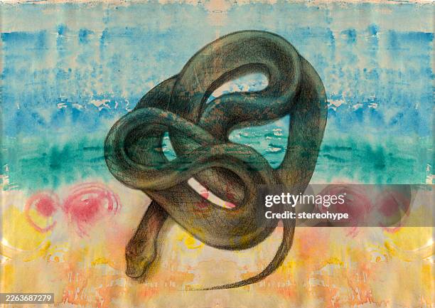 serpent resting - dramatic sky sand stock illustrations