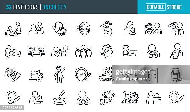 oncology thin line icons - editable stroke - melanoma stock illustrations