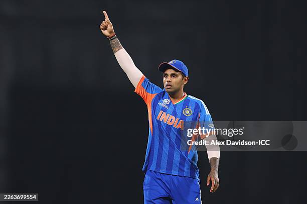 Suryakumar Yadav of India reacts during the ICC Men's T20 World Cup India & Sri Lanka 2026 Super 8 match between India and Zimbabwe at MA Chidambaram...