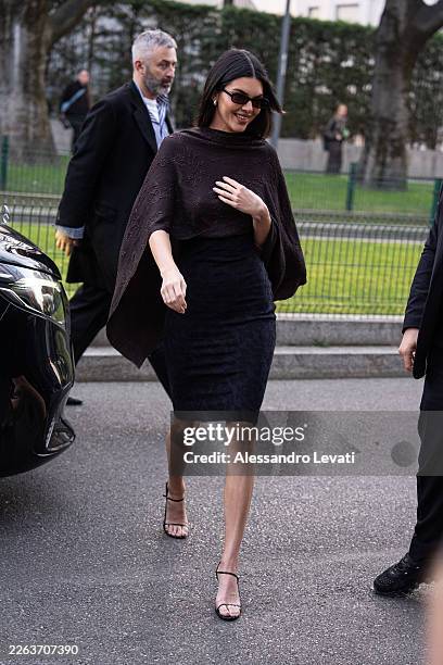 Kendall Jenner is seen at Emporio Armani show during the Milan Fashion Week - Womenswear Fall/Winter 2026/2027 on February 26, 2026 in Milan, Italy.