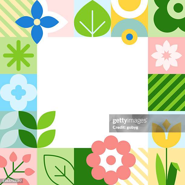 geometric spring flower frame background - turf background stock illustrations