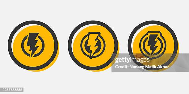 lightning bolt, thunderbolt or lightning strike icon set - electrical box stock illustrations