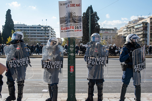 Athes Gui Riot Riot police stand on the Syntagma Square in Athens during the... News ...
