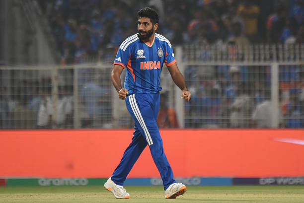 India's Jasprit Bumrah celebrates during the T20 World Cup cricket match between India and West Indies in Kolkata, India, on March 1, 2026.