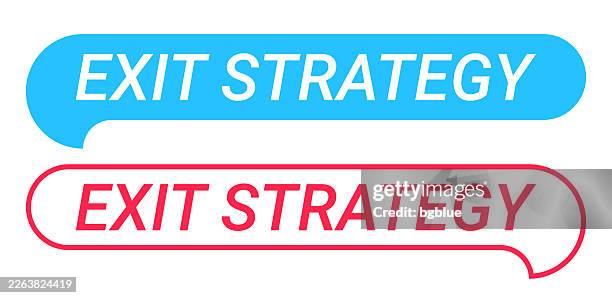 exit strategy - blue and red speech bubble on white background - exit strategy stock illustrations