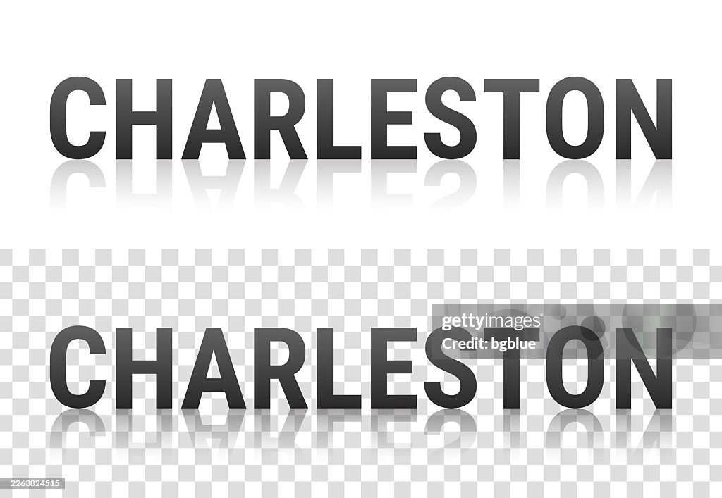 Charleston - Text with reflection on transparent background