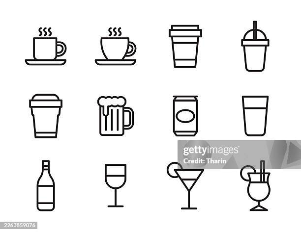 drinks concept icon set. - drinking tequila stock illustrations