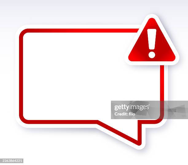 alert warning danger caution red speech bubble design element - stress test stock illustrations