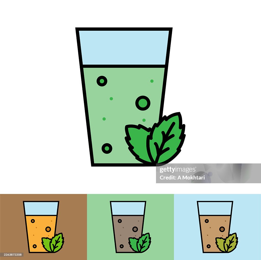 Mint Drink Glass Icon, mint tea.