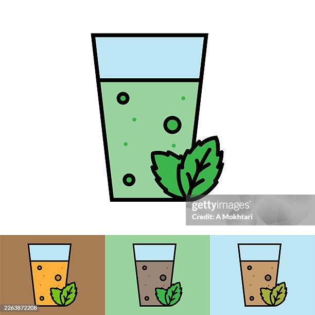 mint drink glass icon, mint tea. - drinking mint tea stock illustrations