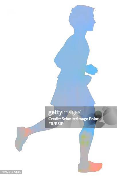 jogging - child profile stock illustrations