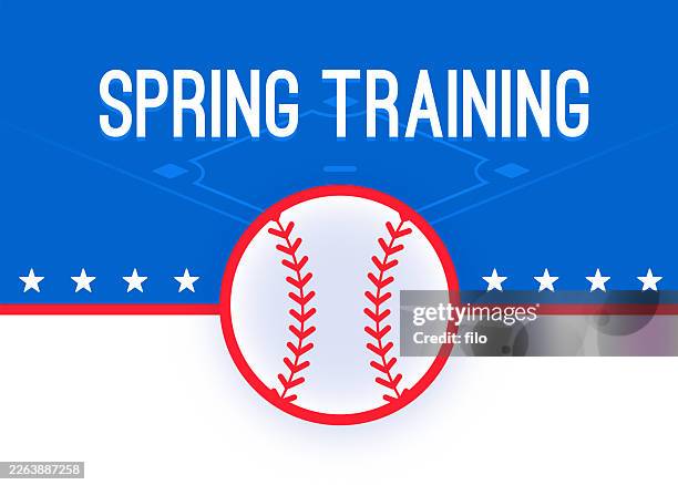 spring training baseball blue background - baseball rivalry stock illustrations