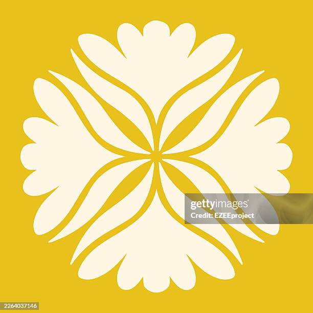 symmetrical floral geometric ornament. abstract mandala style flower pattern vector. modern minimalist floral design. geometric petal shape decorative illustration - carpet background stock illustrations