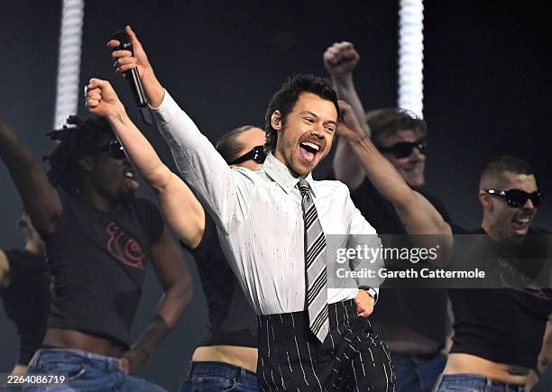 Harry Styles performs 'Aperture' on stage during The BRIT Awards 2026 at Co-op Live on February 28, 2026 in Manchester, England.