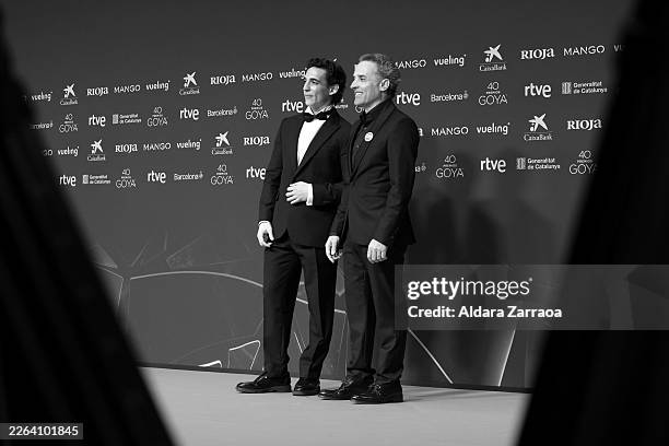 Miguel Herrán and Daniel Guzmán attend the red carpet at the 40th Goya Cinema Awards 2026 at Barcelona International Convention Centre on February...
