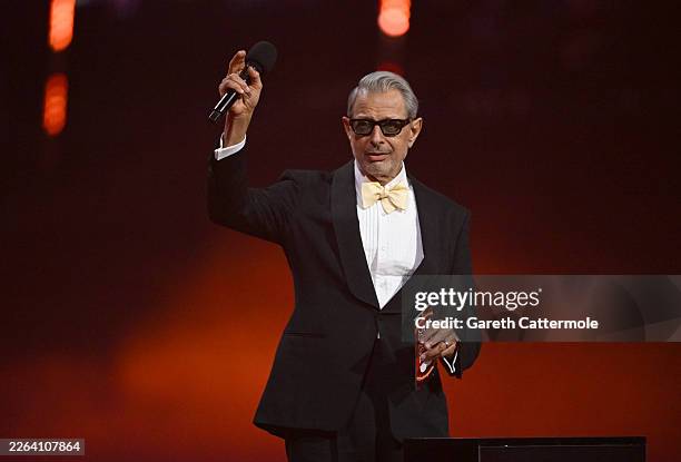 Jeff Goldblum presents the Album of the Year Award on stage during The BRIT Awards 2026 at Co-op Live on February 28, 2026 in Manchester, England.