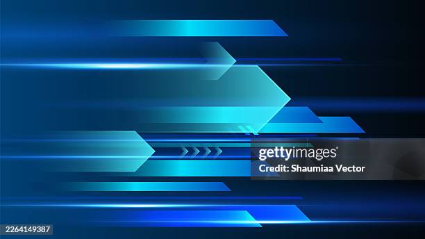 abstract glowing dark blue geometric circle shape technology futuristic background - arrows background vector stock illustrations
