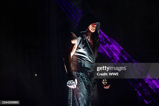 Undertaker enters the ring during WrestleMania XXVI at University of Phoenix Stadium on March 28, 2010 in Glendale, Arizona.
