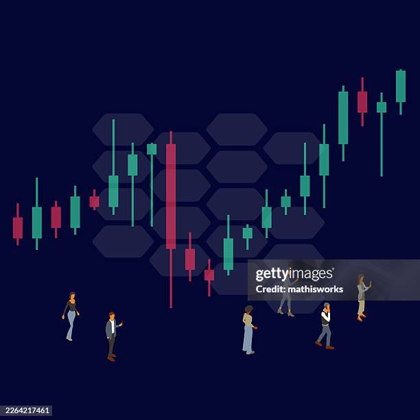 candlestick chart - bank trading floor stock illustrations