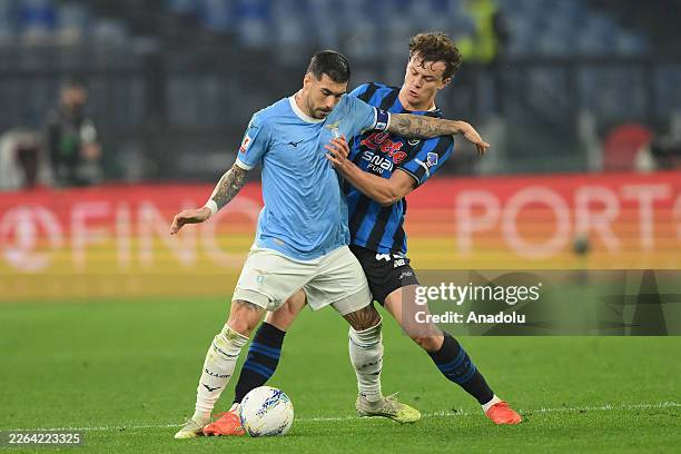 Mattia Zaccagni of SS Lazio in action against Giorgio Scalvini of Atalanta during the semi-final TIM Cup soccer match between SS Lazio and Atalanta...