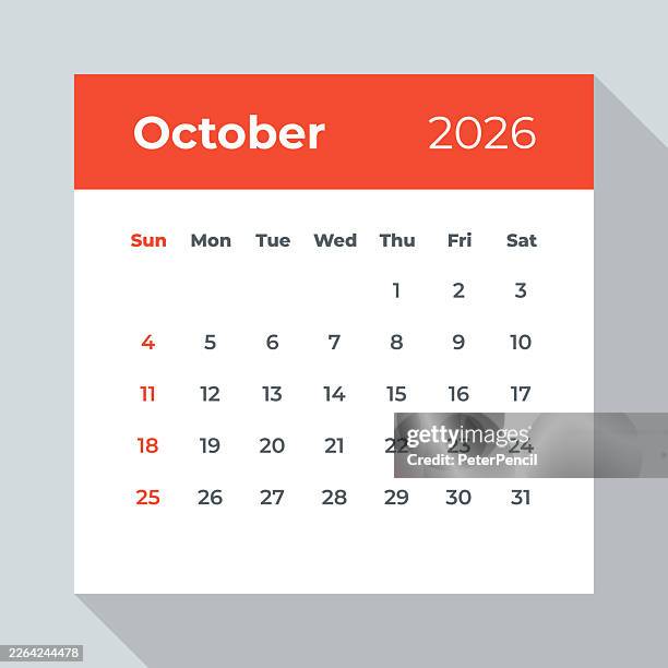 october 2026 - calendar leaf. vector illustration - newspaper layout stock illustrations