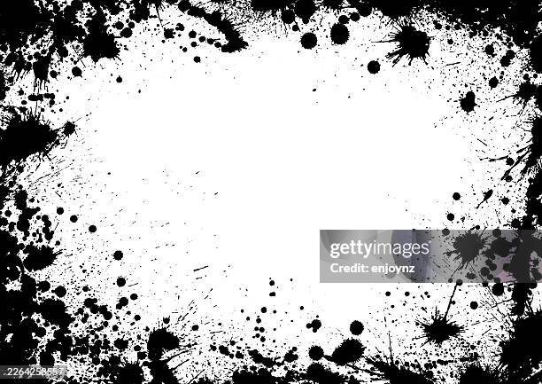 black grunge paint splatter frame - painterly effect stock illustrations