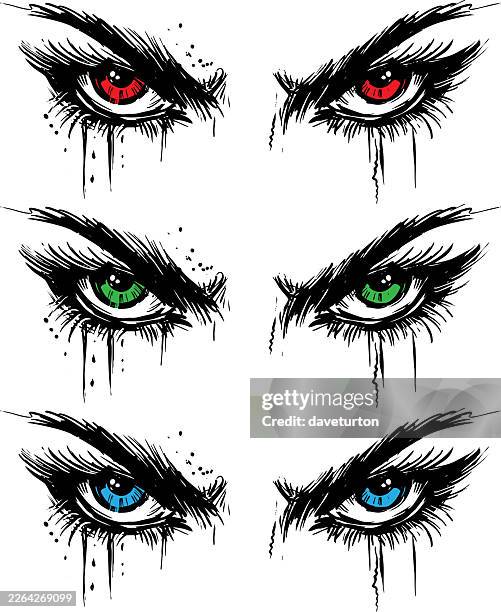 sketchy eyes - eyebrow tattoo stock illustrations