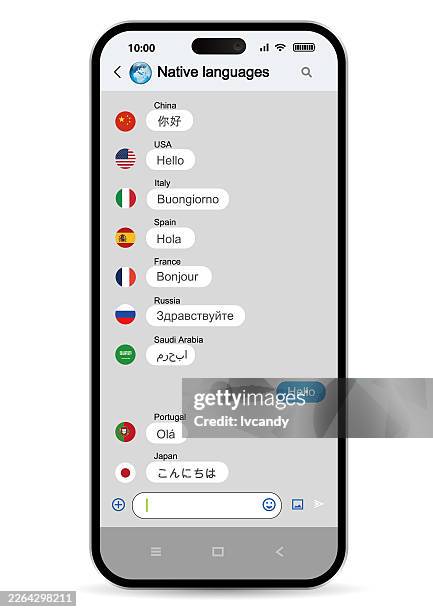 "hello" in various languages - russian language stock illustrations