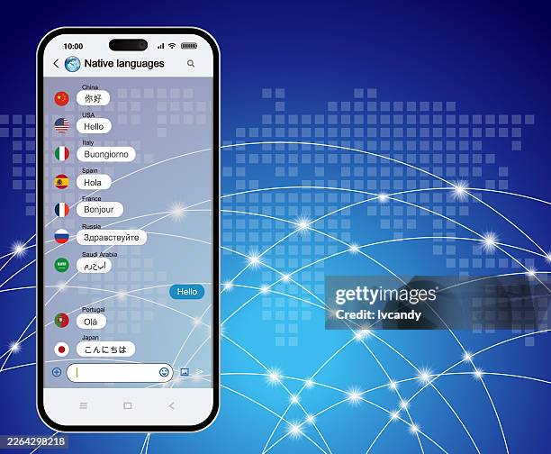 "hello" in various languages - hello different languages stock illustrations