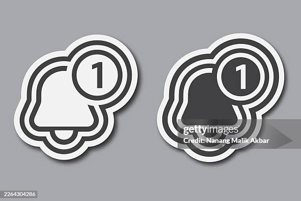 notification sticker icon set - notification bell stock illustrations