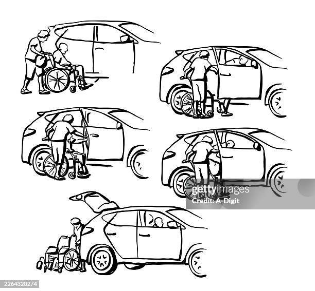 wheelchair loading 2 - senior mobility stock illustrations